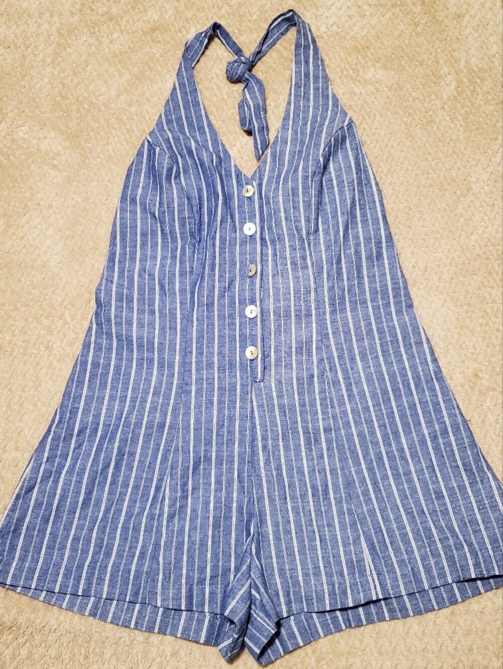 Love Tree Blue and White Striped Halter Camisole